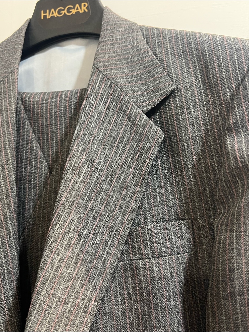 Vintage Haggar Magic Stretch Pinstripe 3pc Suit Blazer Vest and Pants made inUSA